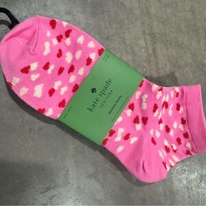 kate spade trio of quarter socks♠️Pink & Red Heart, grey & white w/classic logo!